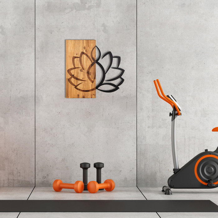 Wallity Lotus Escultura de pared Negro y Nogal